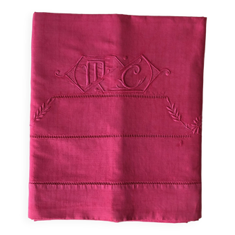 Drap Ancien En Lin Et Coton Rose Fuchsia