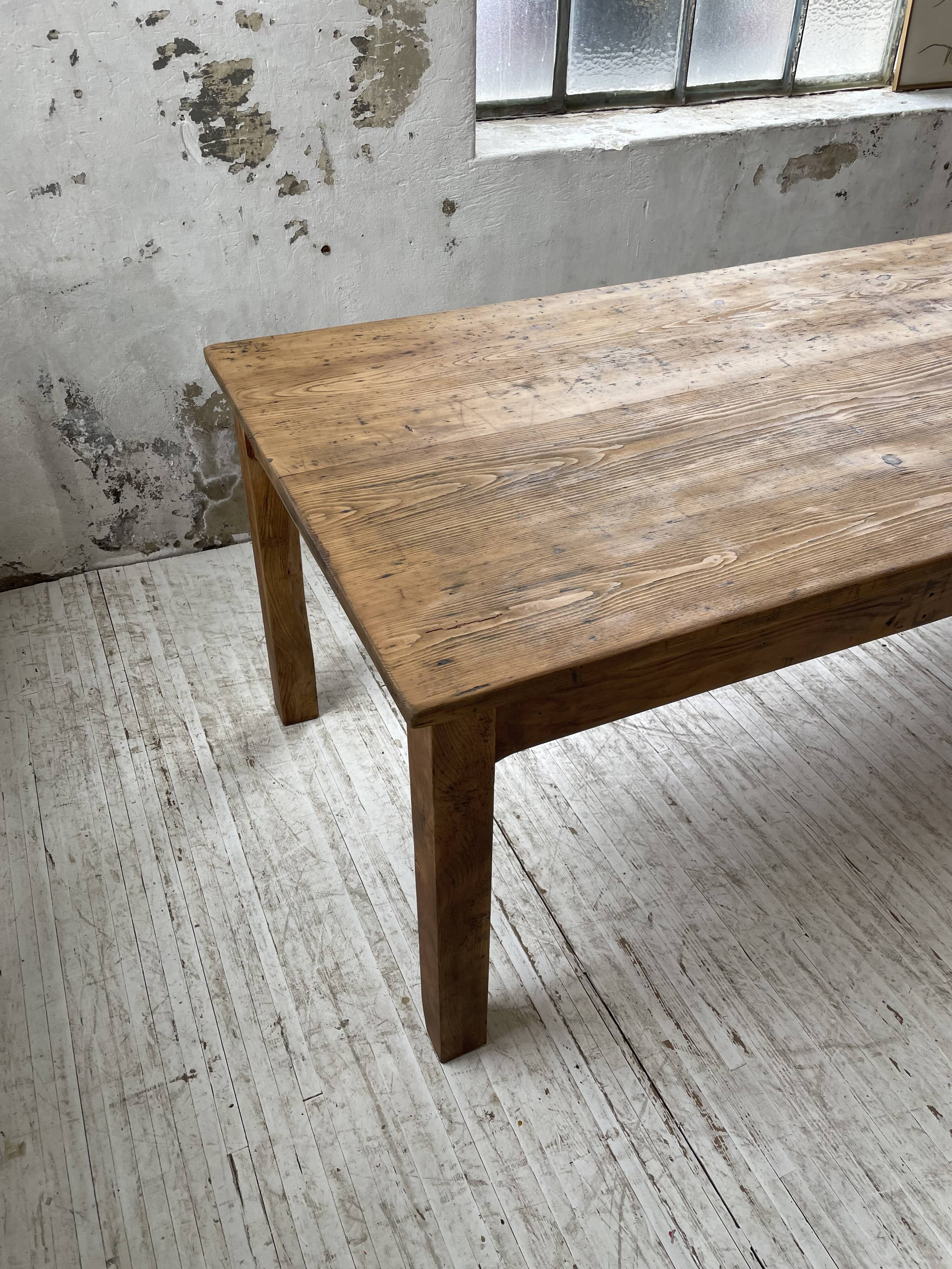 Farmhouse table in elm and pine 2m