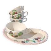 Coffee or tea cup with dessert saucer in porcelain.