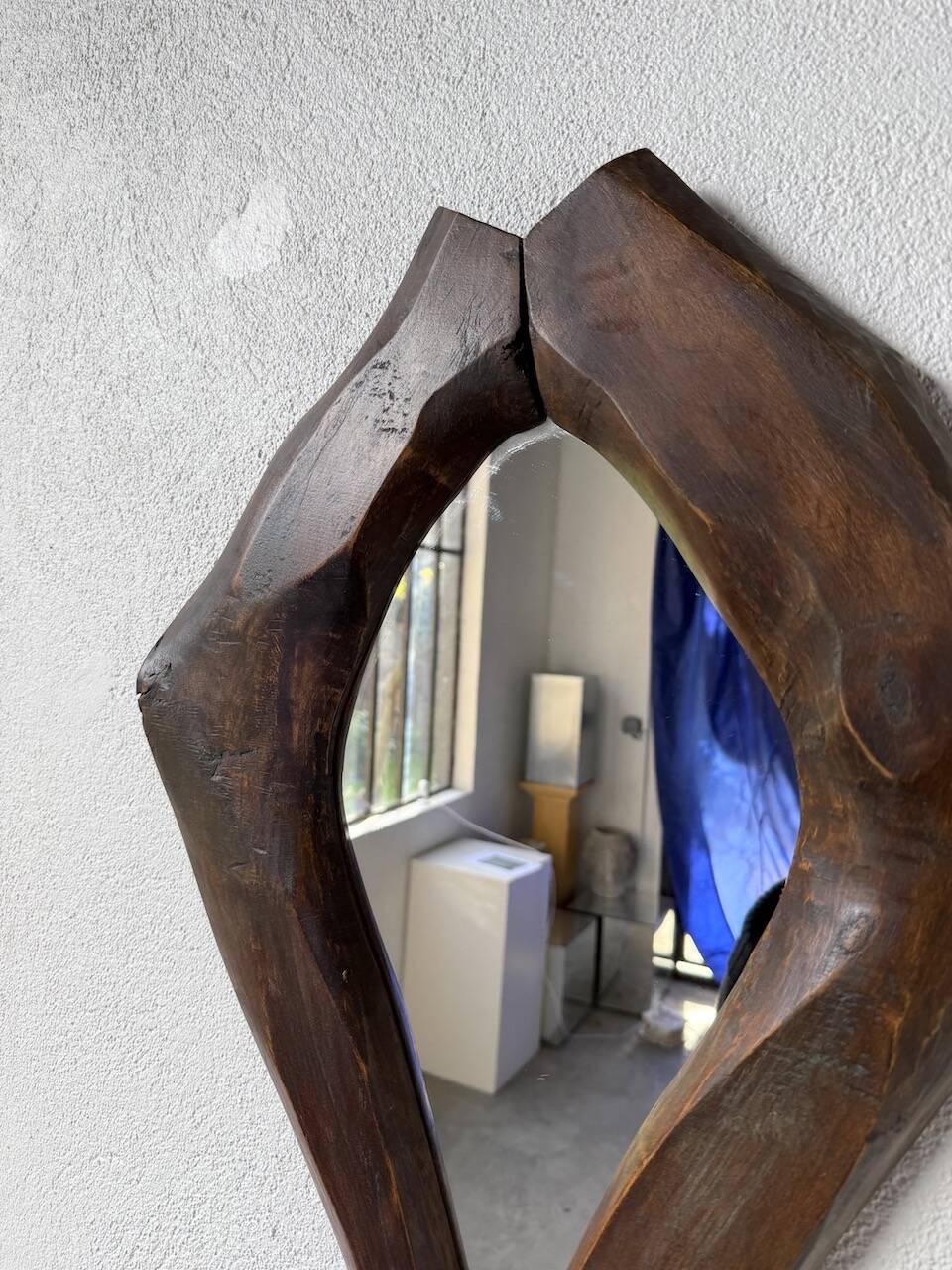 Brutalist wooden mirror 1900
