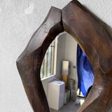 Brutalist wooden mirror 1900