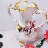 Vase soliflore, earthenware, signed Bassano, floral decoration