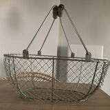 Panier vintage en metal et bois