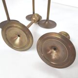 Ensemble de 5 bougeoirs scandinave en laiton 1960