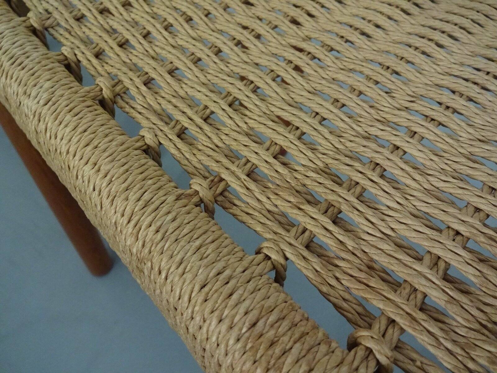 Teak & Papercord Dining Chairs by Poul M. Volther for Frem Røjle, Denmark, 1960s, Set of 4