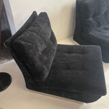 Modular sofa in black velvet 1970