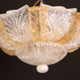 Italian Orange and Trasparent and Murano Glass Ceiling Light