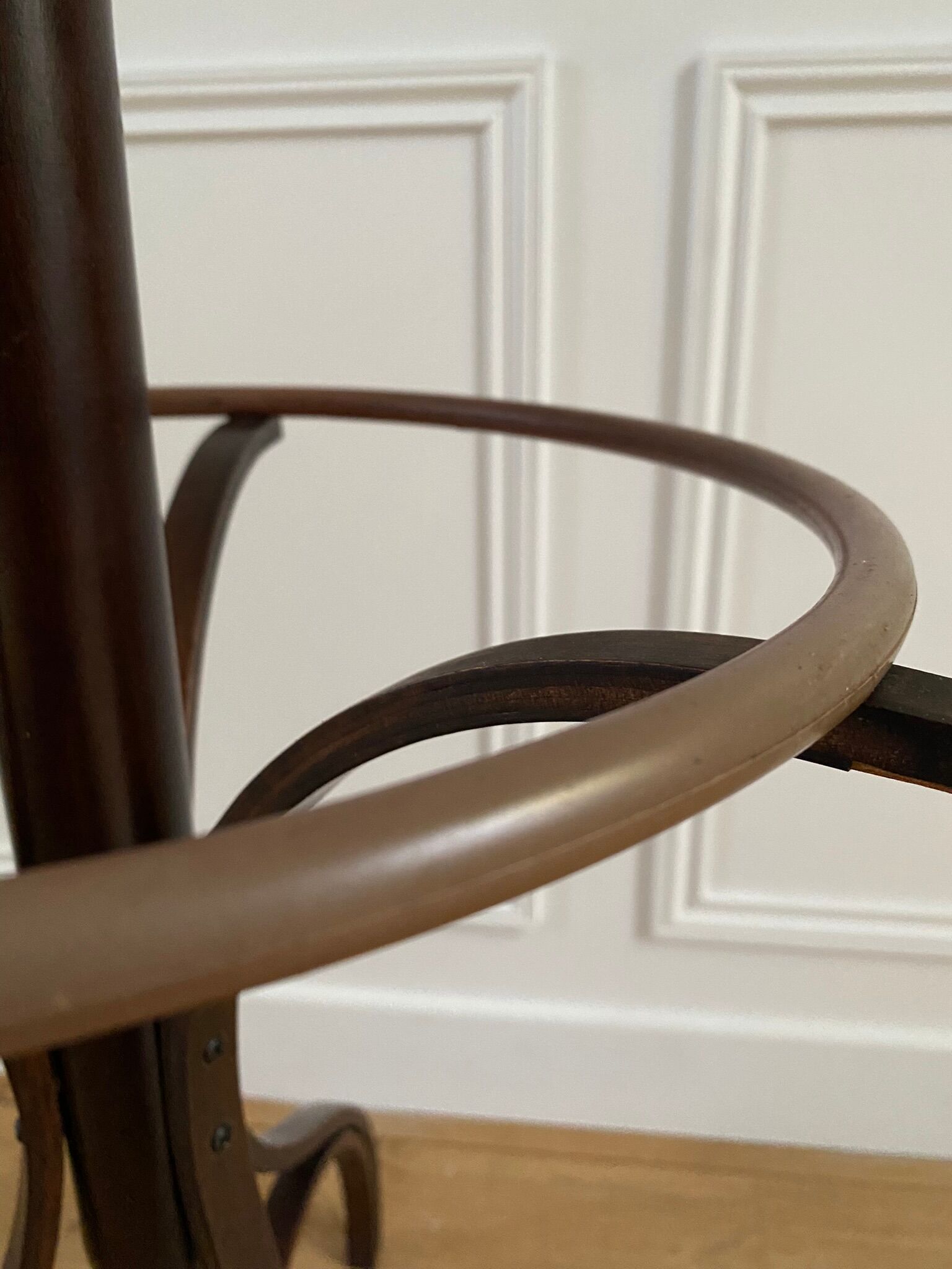 Vintage curved wooden parrot coat rack