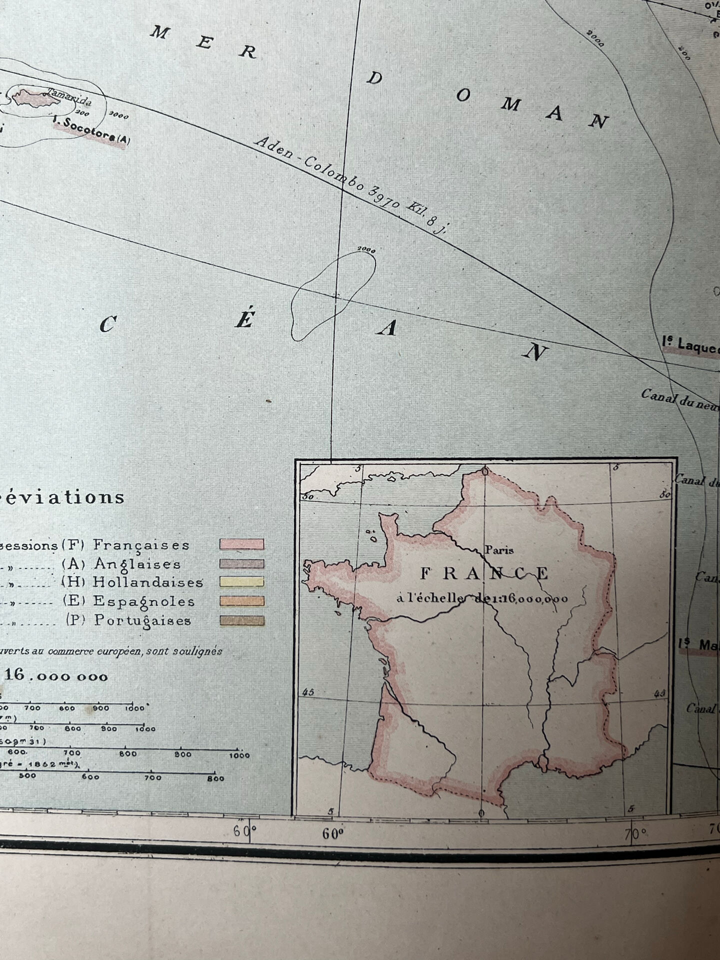 Carte ancienne Asie 69,5x52,5cm