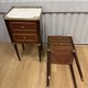 A PAIR OF LOUIS XVI STYLE MAHOGANY BEDSIDE TABLES