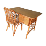 Louis Sognot rattan desk and his chair