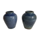 Lot of 2 old vases blue ceramic 70s