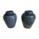 Lot of 2 old vases blue ceramic 70s