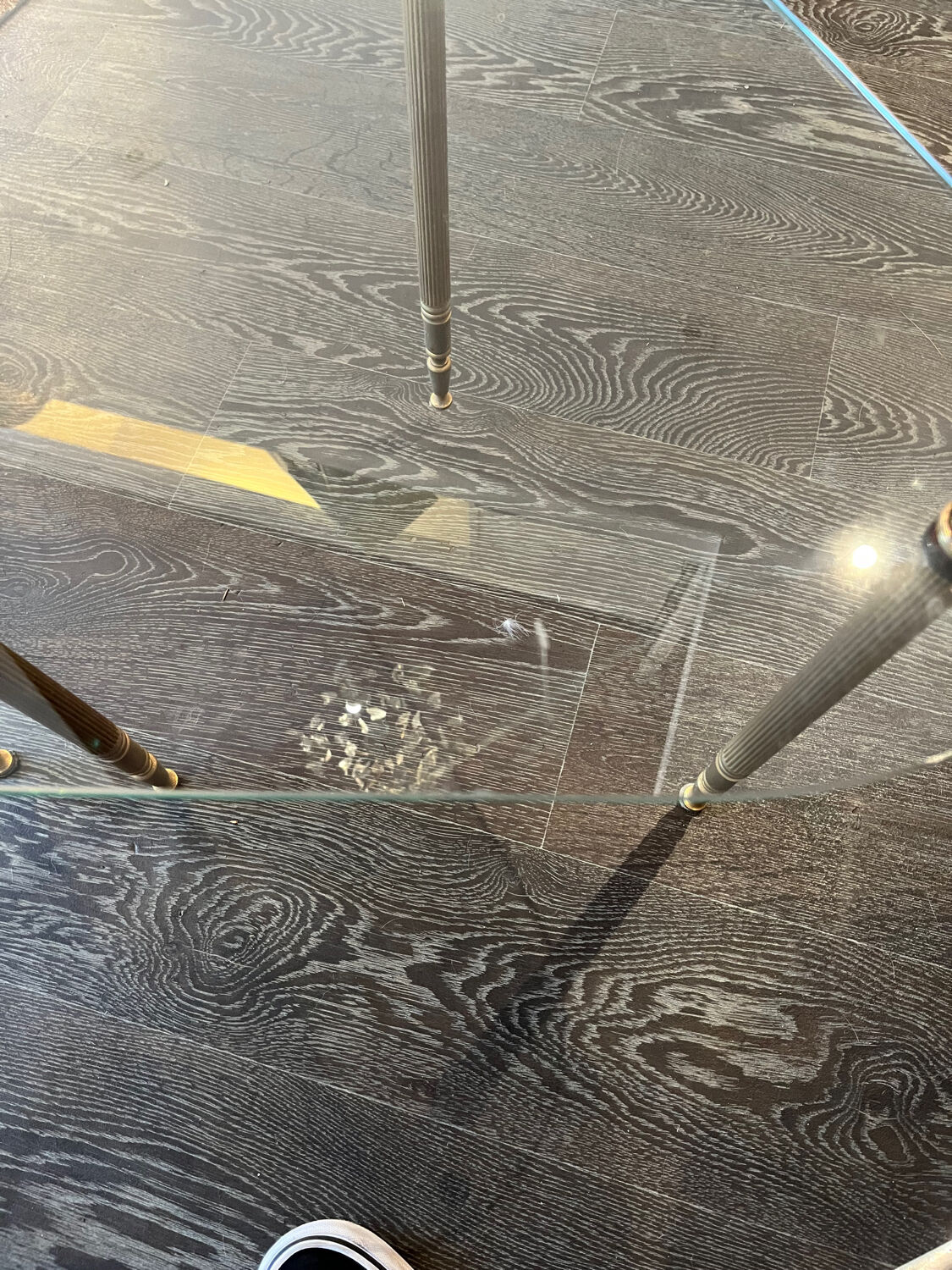 1960s designer glass and metal sofa end table