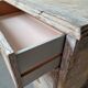 Commode patinée beige et bleu style wabi sabi