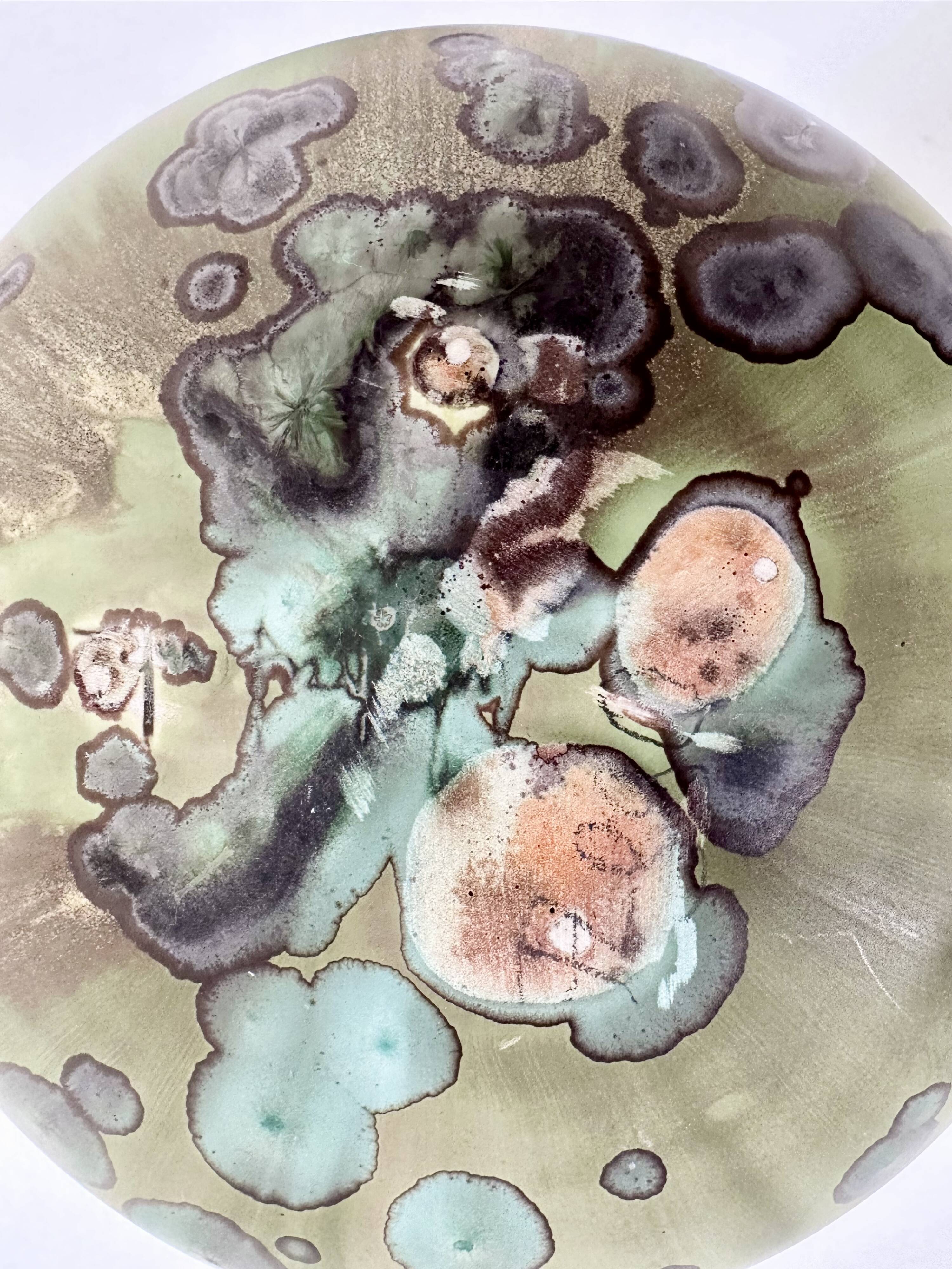 Glazed ceramic art vase with standing ceramic ring by Hanne Wydra-Jantz, Germany 1980