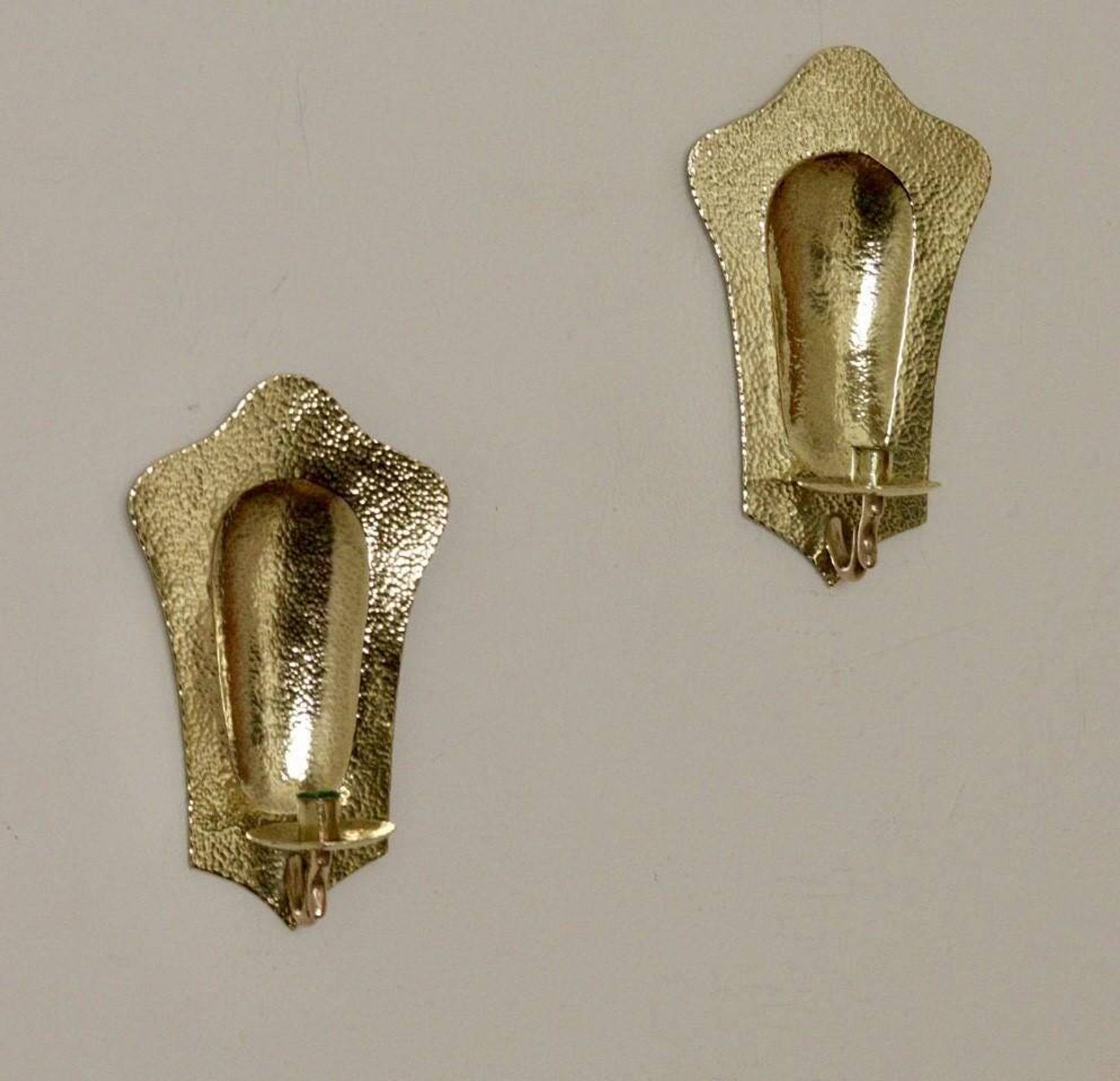 Pair of Swedish brass wall lights, mid-20th century.