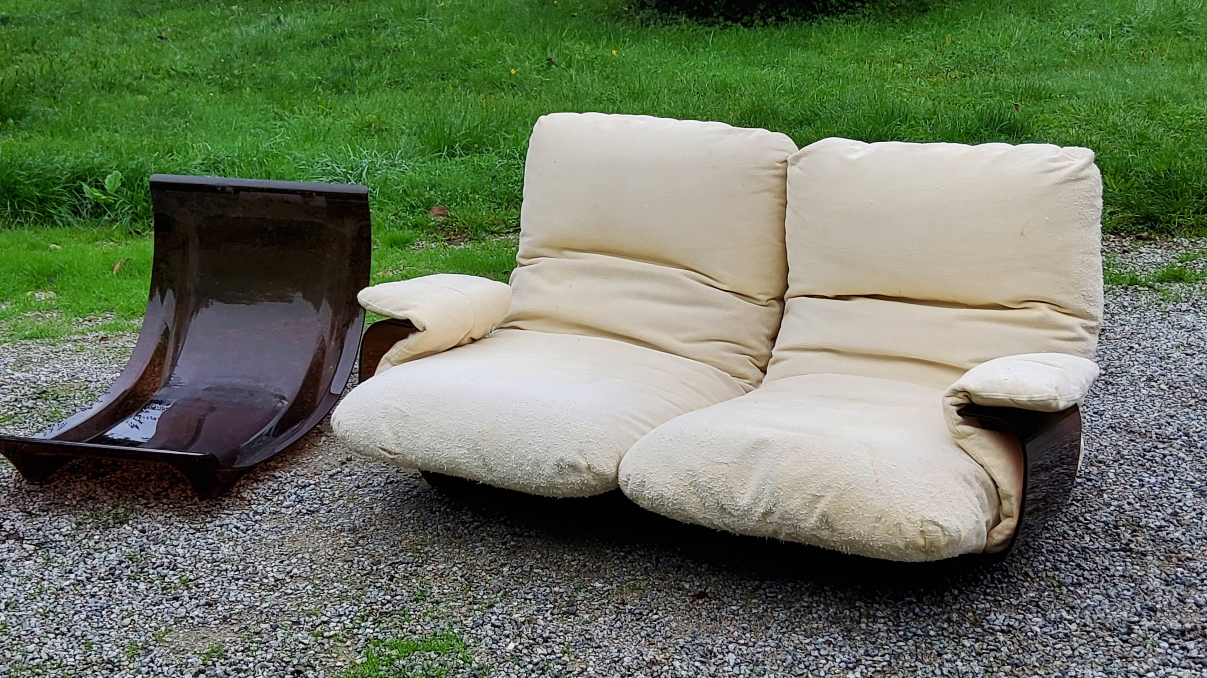 Michel Ducaroy Ligne Roset Marsala model designer sofa and 1970s armchair shell