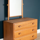 Vintage Restored Ercol Windsor Model 483 Vanity Chest Of Drawers With Mirror