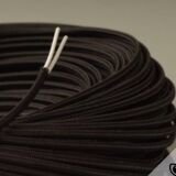 Pyrite ceramic lamp, new 2M fabric cable, 70s lampshade