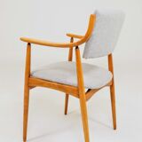 Vintage desk chair officer armchair light grey wool 1960