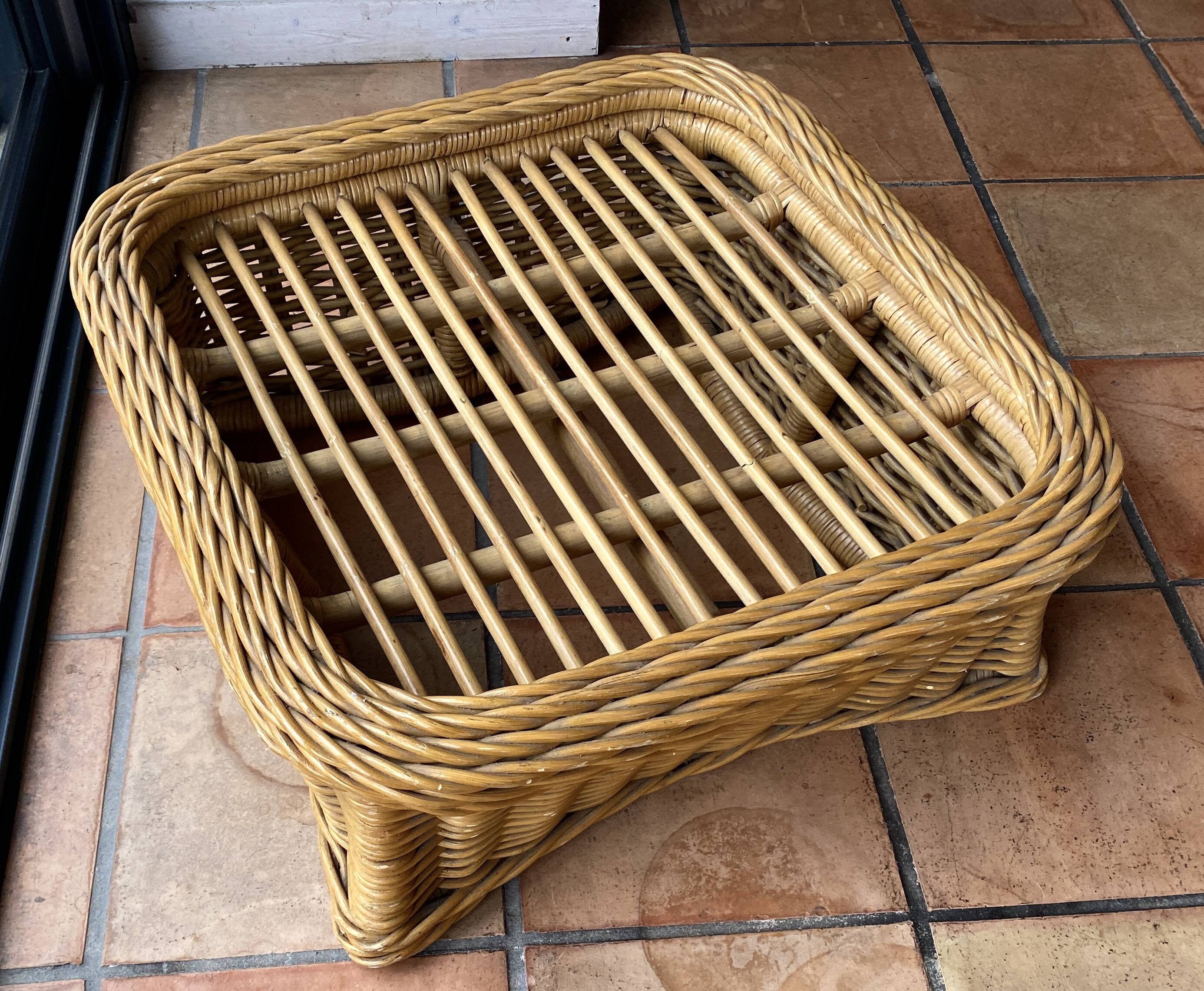 Square pouf or footstool in rattan