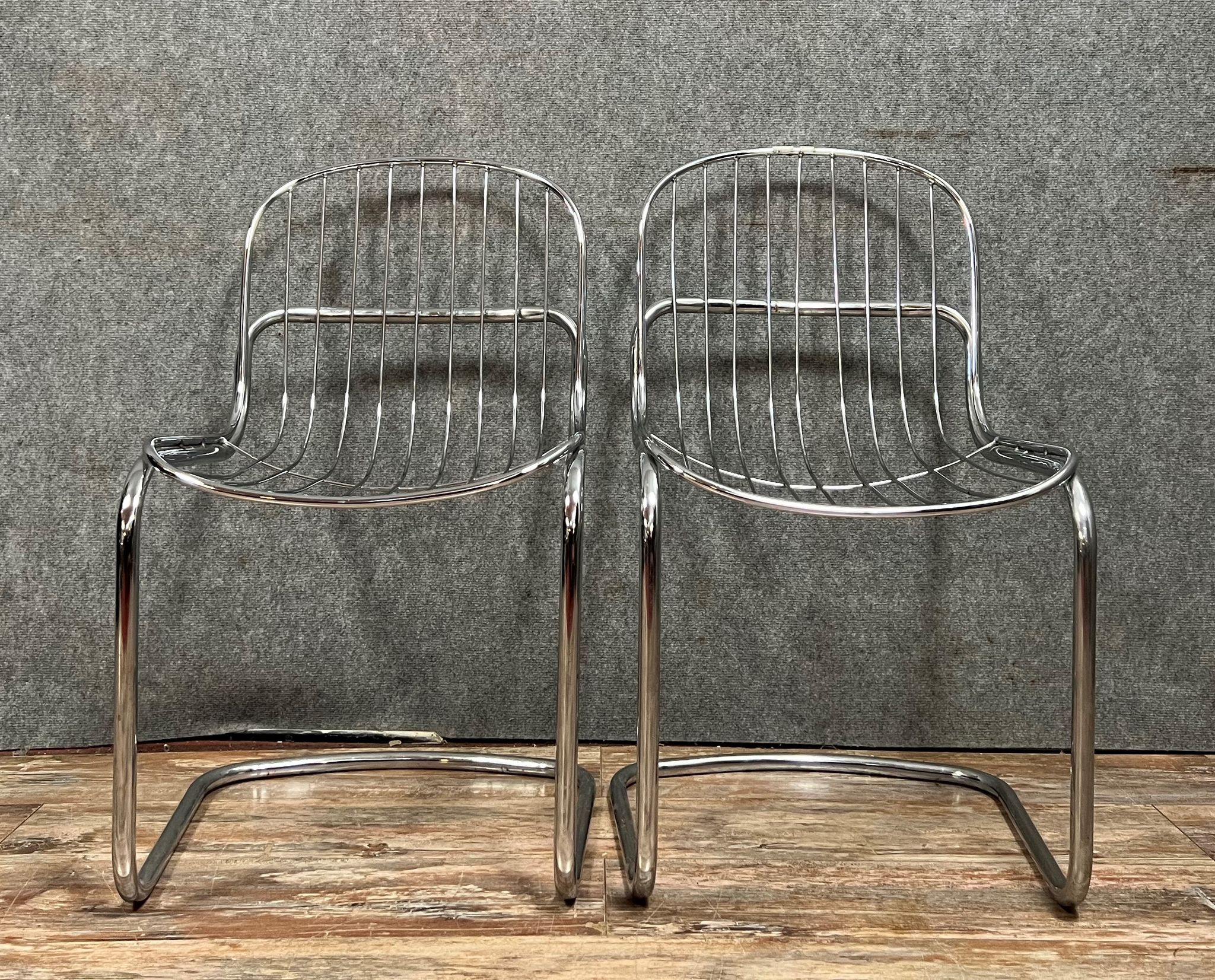 Pair of chromed metal chairs 1970