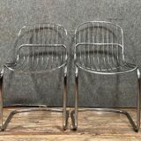 Pair of chromed metal chairs 1970