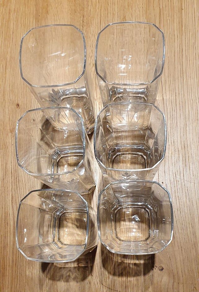 6 verres en cristal gravés épis