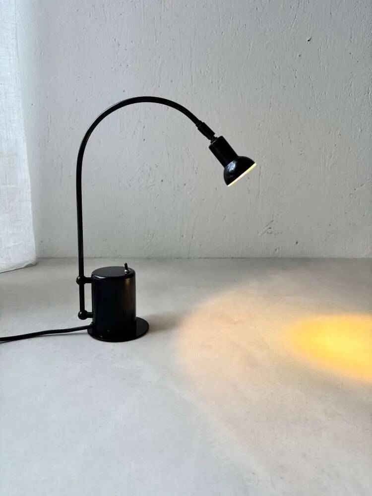 Minimalist Memphis design arc table lamp from the 80s.