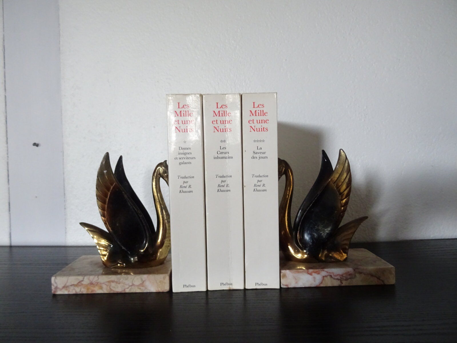 Serre-livres cygnes art déco