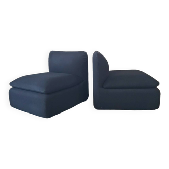 Pair of vintage black armchairs
