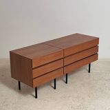 Pair of teak chests of drawers from the 1950s.