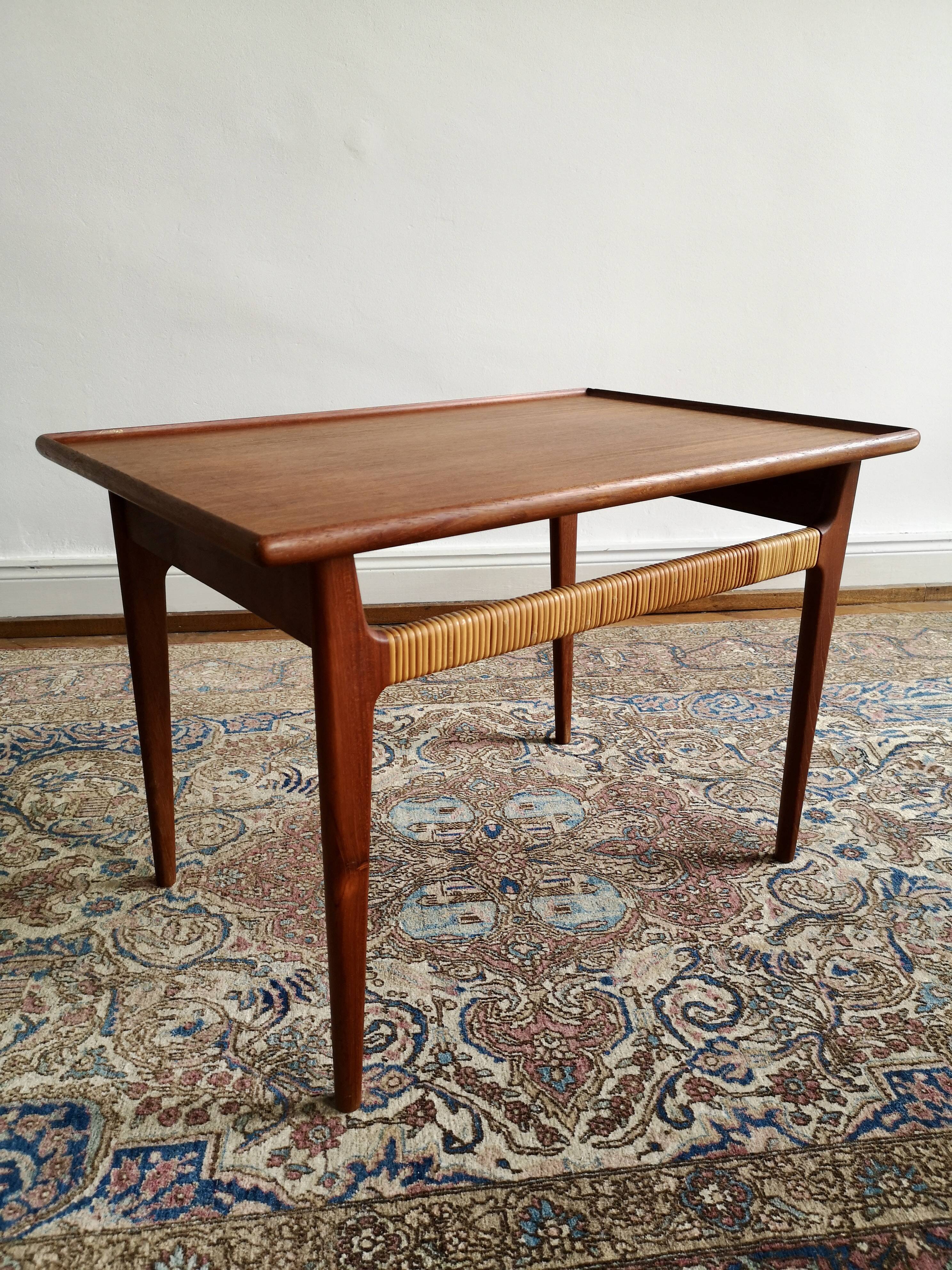 Scandinavian coffee table 60's teak and wicker