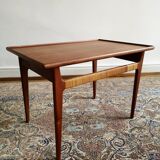 Scandinavian coffee table 60's teak and wicker