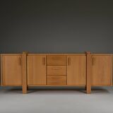 Large brustalist oak sideboard, Belgium.