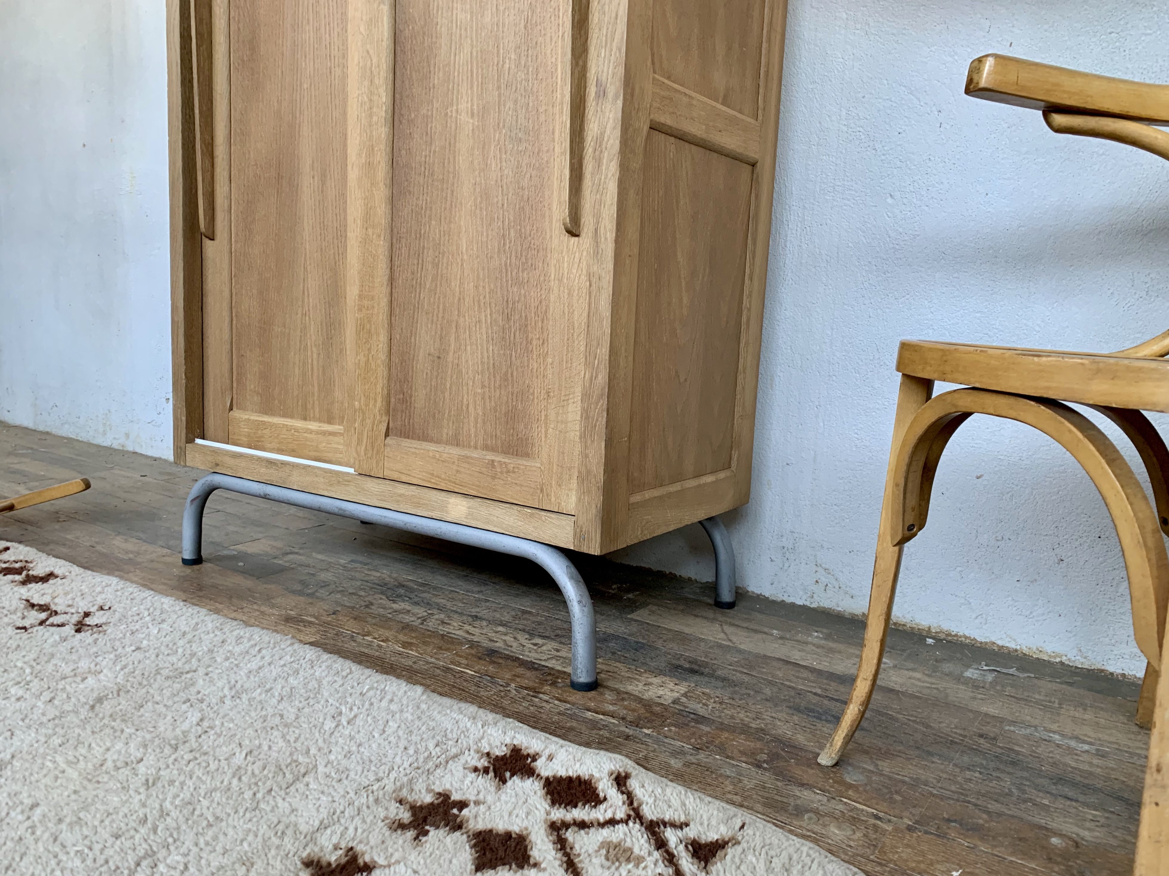 Vintage Parisian school cabinet tubular feet year 1950