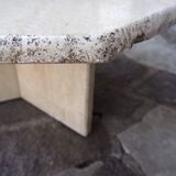 Octagonal travertine coffee table