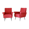 1950s vintage red armchairs, set of two