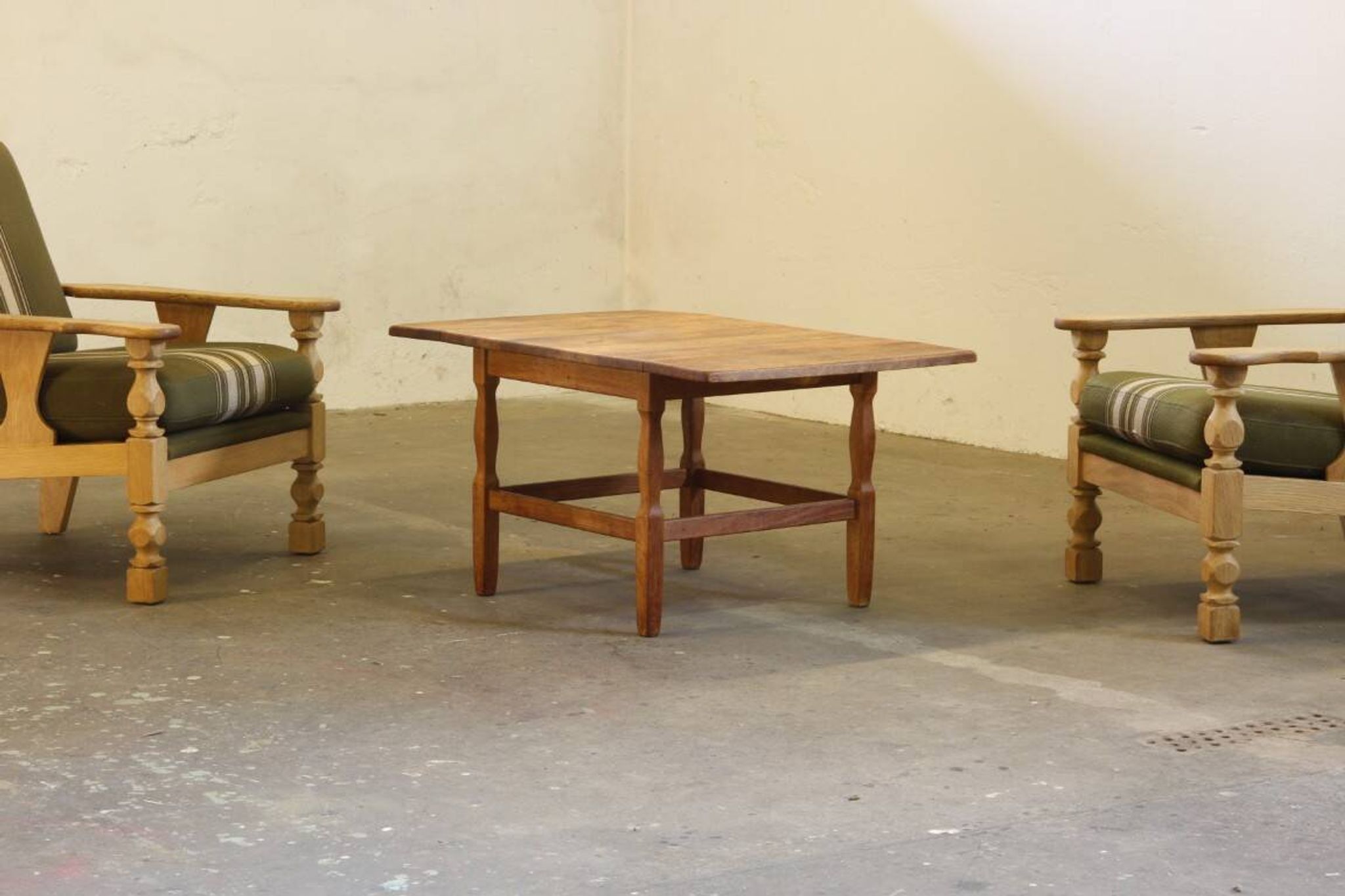 1960s mid-century brutalist Danish coffee table in oak attributed to Kjærnulf