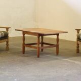 1960s mid-century brutalist Danish coffee table in oak attributed to Kjærnulf
