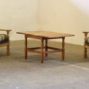 1960s mid-century brutalist Danish coffee table in oak attributed to Kjærnulf