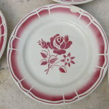 Set de 8 assiettes badonviller art déco  fleurs rouges