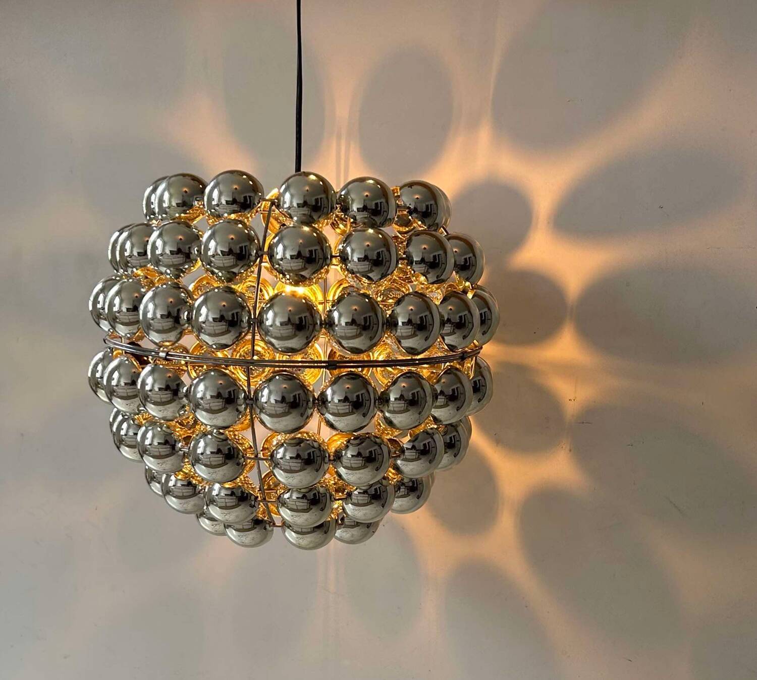 Vintage suspension, chrome half sphere, France 1970