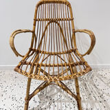 Six vintage rattan chairs