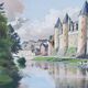 Watercolor Josselin Morbihan Brittany October 1933 CLAUDE MIRBEL
