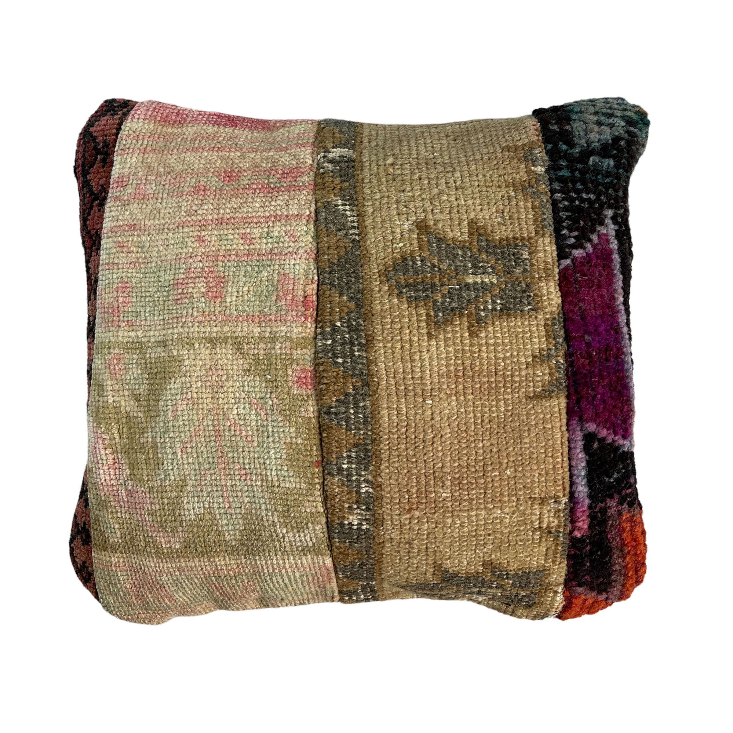 Vintage Turkish Patchwork Rug Cushion Cover 40x40 cm