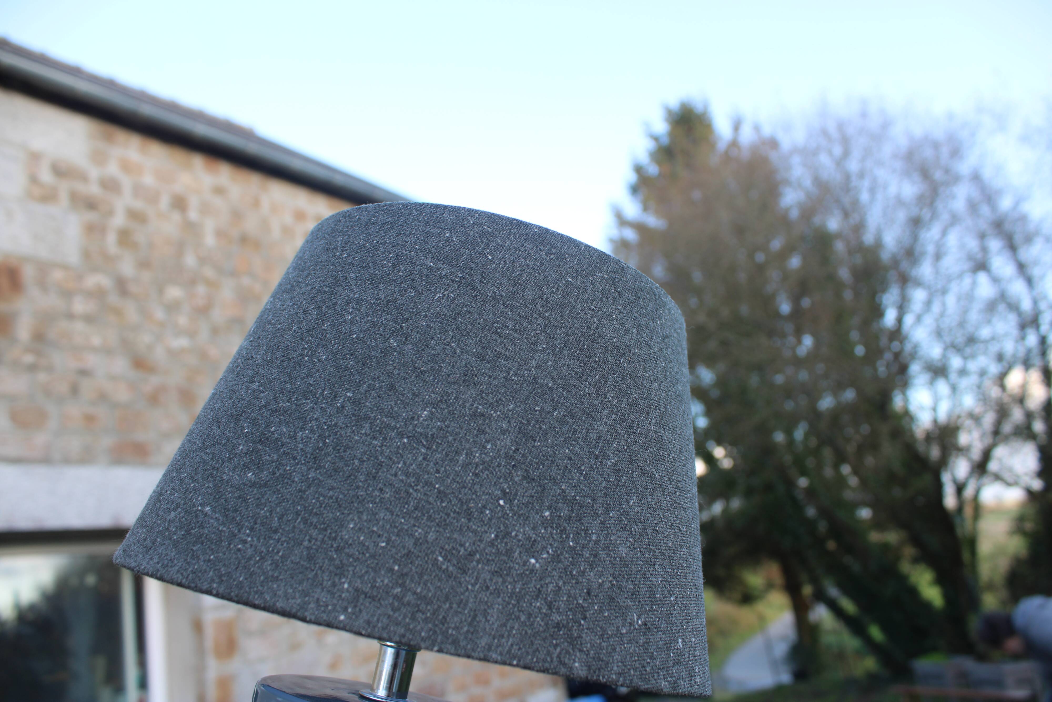 Pair of grey ceramic lamps & mottled grey lampshades – Contemporary design