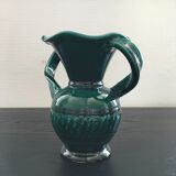 Emerald vase with two handles