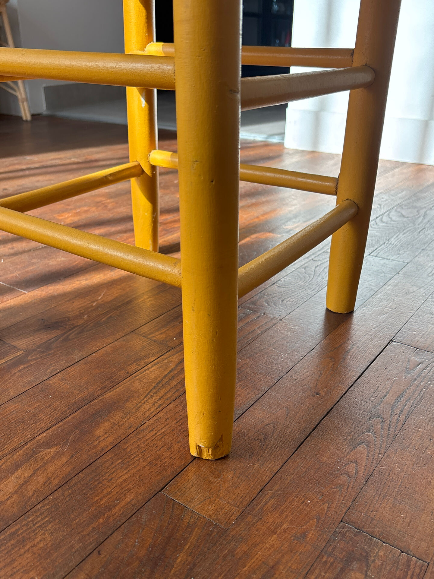 Wood and straw stool